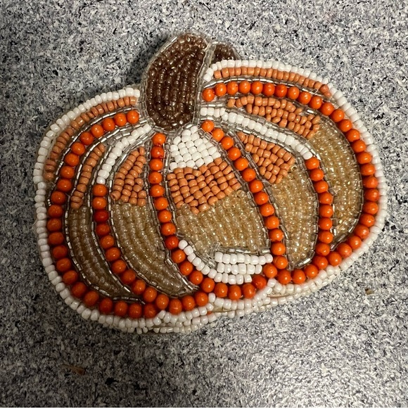 Nicole Miller Home Beaded Pumpkin Coasters - set of 4 - Picture 5 of 5